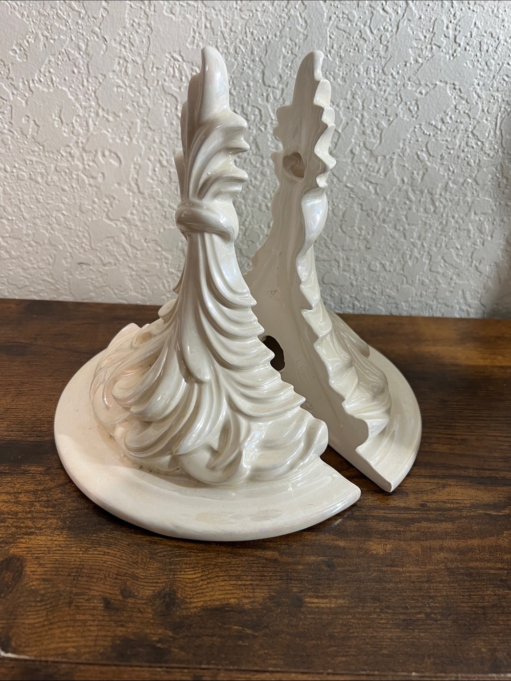 Ivory Ceramic Decorative Tree Bookends - Elegant Home Accent